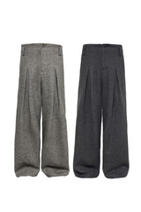 Pleated Wool Twill Trousers