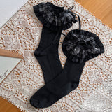 Classic Check Frill Ribbon Mid-Calf Socks