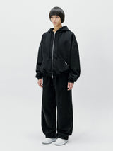Oversized Full Zip Hoodie - Black