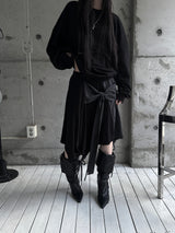 layered check wrap skirt (2color)
