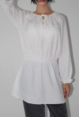 WAIST SHIRRING LONG BLOUSE