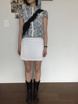 Plaid chiffon シャーリングジップアップ (2color)
