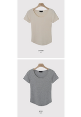 ソフトベーシックUネックスリムショートスリーブTシャツ(4color)