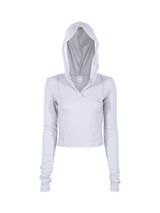 WARM CROP HOODIE_Ice Gray