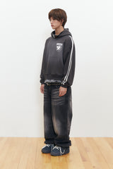 Vintage Spray Crow Key's Crop Hoodie (Charcoal)