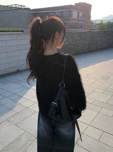 Zion Angora V-neck Loose Fit Knit Cardigan