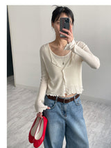 Frill V-Neck Sleeveless Cardigan