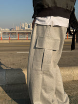 Snap cargo wide sweatpants