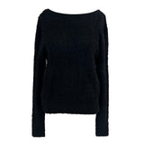  Milk tea angora long sleeve boat neck vertical knit top (5 colors)