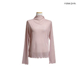 (5color) Sheer Wave Half-Neck Mesh Tee