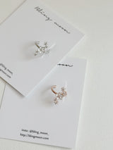 White Flower Ear Cuff / 2 Colors / Cubic Bracelet Spring Daily Point
