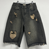 HEART CUPID DAMAGE WASH DENIM BERMUDA💙🖤 - 2 COLORS 2 SIZES