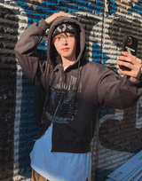Winnie crop two way hoodie zip-up