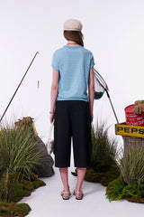 UNI MONO CHERRY STRIPE T-SHIRT [SKY]
