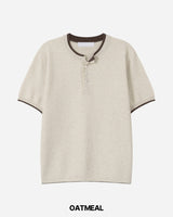 Tonal Layered Henley Neck Knit