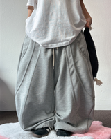 KOREAN/HIGH QUALITY 🤍🩶 AURA RIVET SEMI BALLOON WIDE LONG PANTS 🩶🤎🖤🤍 - 4 COLORS