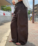 Soven Curved Balloon Cotton Wide Pants