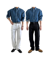 one tuck cotton pants