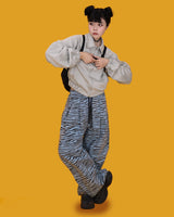 ゼブラバンディングパンツ - スカイ