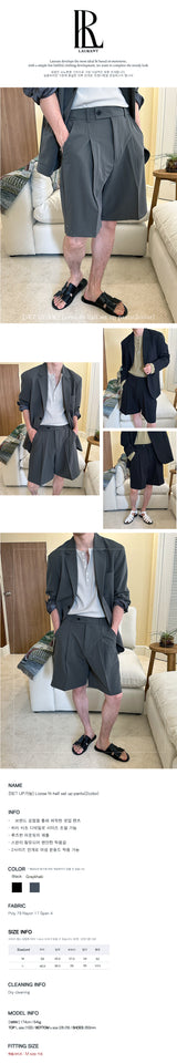 [S/S] Loose fit half set up pants (2color)