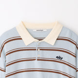 Stripe crop kara top Blue/brown