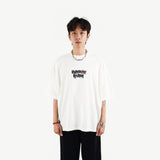 HIERARCHY STUDIOS TMTNW - ホワイトバーンアウトワイドオーバーサイズTシャツ