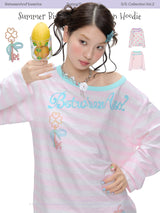 BETWEENAND "Berry Holiday" サマーカラーブロックサンプロテクトルーズ長袖Tシャツ