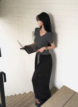 [MADE/S,M] ベーシックレーヨンVネック半袖Tシャツ