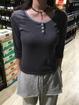Dot Star Henley Neck 3/4 Sleeve T-Shirt (3c)