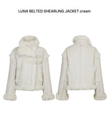 LUNA BELTED SHEARLING JACKET cream