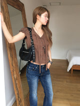 Walnut tie blouse