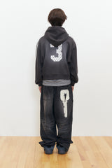 Vintage Spray Crow Key's Crop Hoodie (Charcoal)