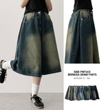 Mews Waistbanding Vintage Washed Side Pintuck Denim Bermuda Shorts