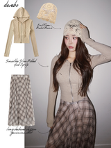 ロングチェックシフォンシャララスカート