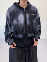 Unisex Tie Dye Over Hooded Zip-Up 2C