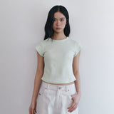 C 90S LINE WAFFLE BASIC T-SHIRT_MINT