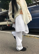 プリーツレイヤードスカートパンツ