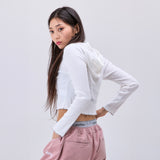 Logo Crop Hoodie White