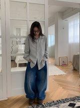 Tele Side Pintuck Wide Denim Pants