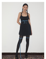 rirri SS 100%コットン ジャカードキャミソールドレス  Black (Excluding Blue Sash)