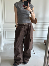 Pigment washing crop t-shirts(4color)