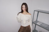 halter strap off-shoulder V-neck knitwear