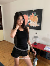 Underband lettering black sleeveless top