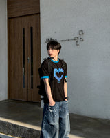 Blue Heart Ringer T-Shirt