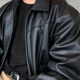 Waini Crack Two-Way Semi-Over Leather Jacket
