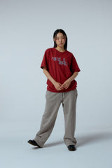EEERRR Distorted logo over-crop fit T-shirt (Wine)