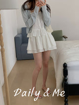 Back banding cotton cancan skirt(2color)