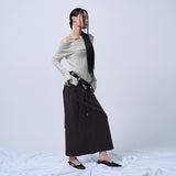 RIBBED OFF-SHOULDER KNIT(ASH IVORY)