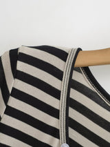 Striped Button V-Neck Tee 232016480