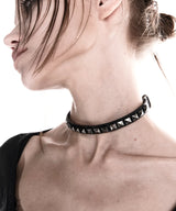 2-WAY STUD LEATHER CHOKER BLACK